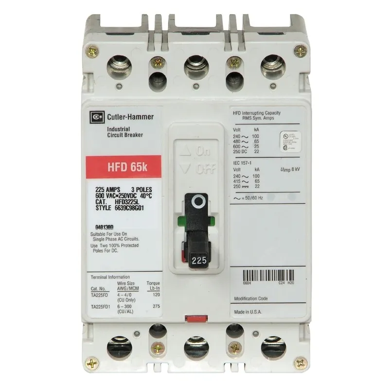 Breaker, 150A, 3P, 600V, 250 VDC, 65 kAIC, Type HFD CB