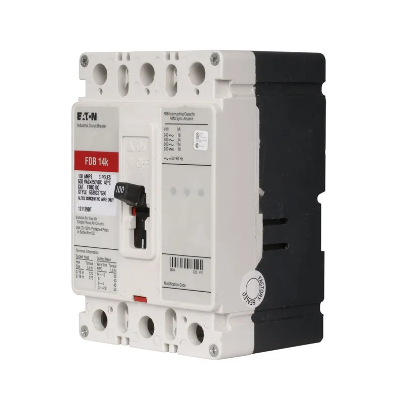 100A, 3P, 600V, 250 VDC, 14 kAIC, Type FDB CB