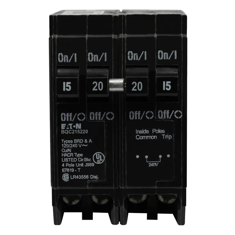Breaker, 15/20A, 2P, 120/240V, 10 kAIC, CTL Quad, BR Series