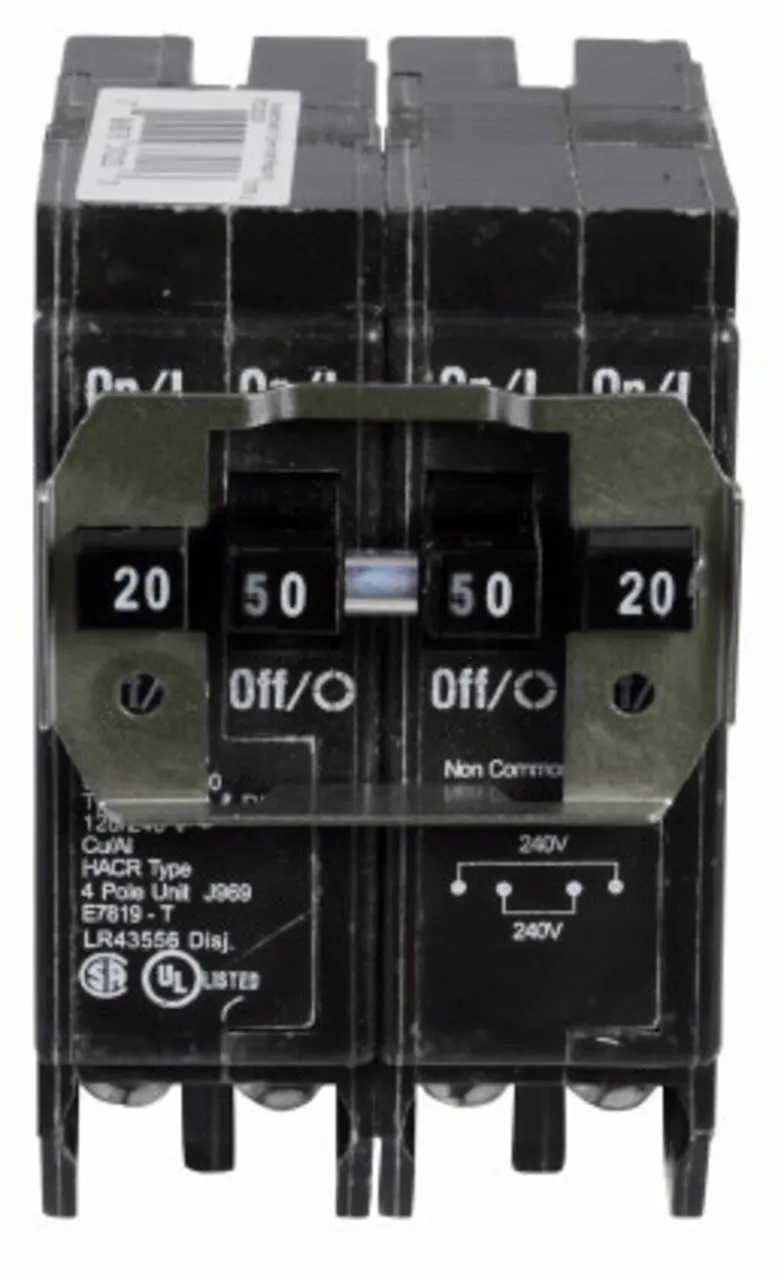 Breaker, 20/50A, 2P, 120/240V, 10 kAIC, Quad, BR Series