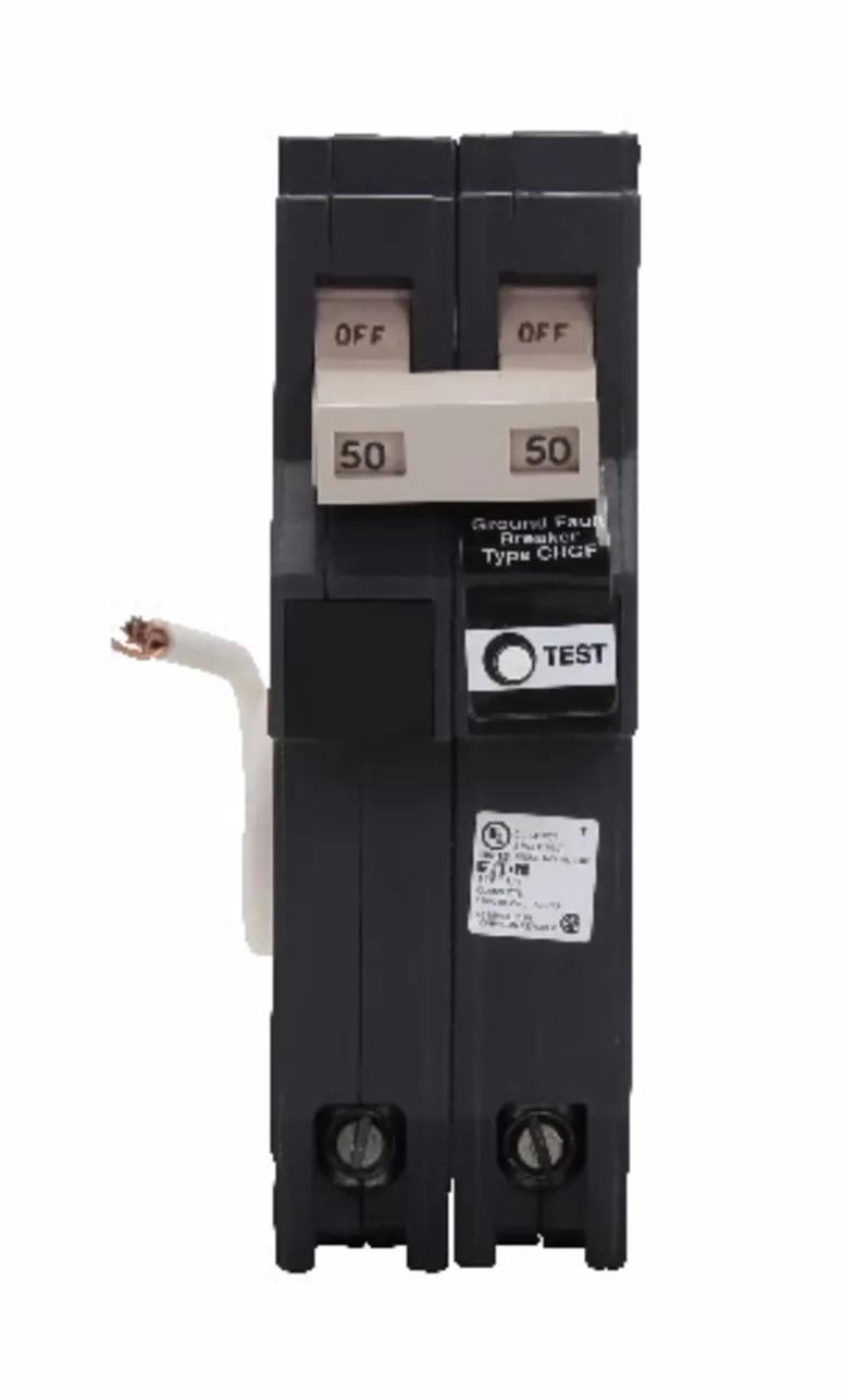 5mA GFCI, 2P, 50A, 120/240V, 10KAIC, Pigtail Neutral