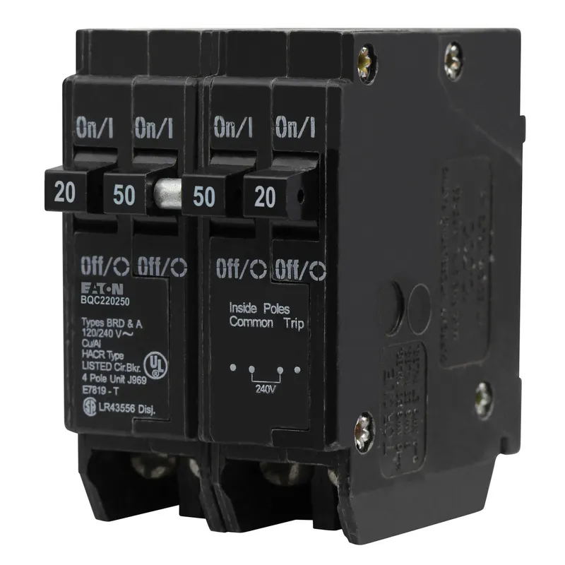 Breaker, 20/50A, 2P, 120/240V, 10 kAIC, CTL Quad, BR Series