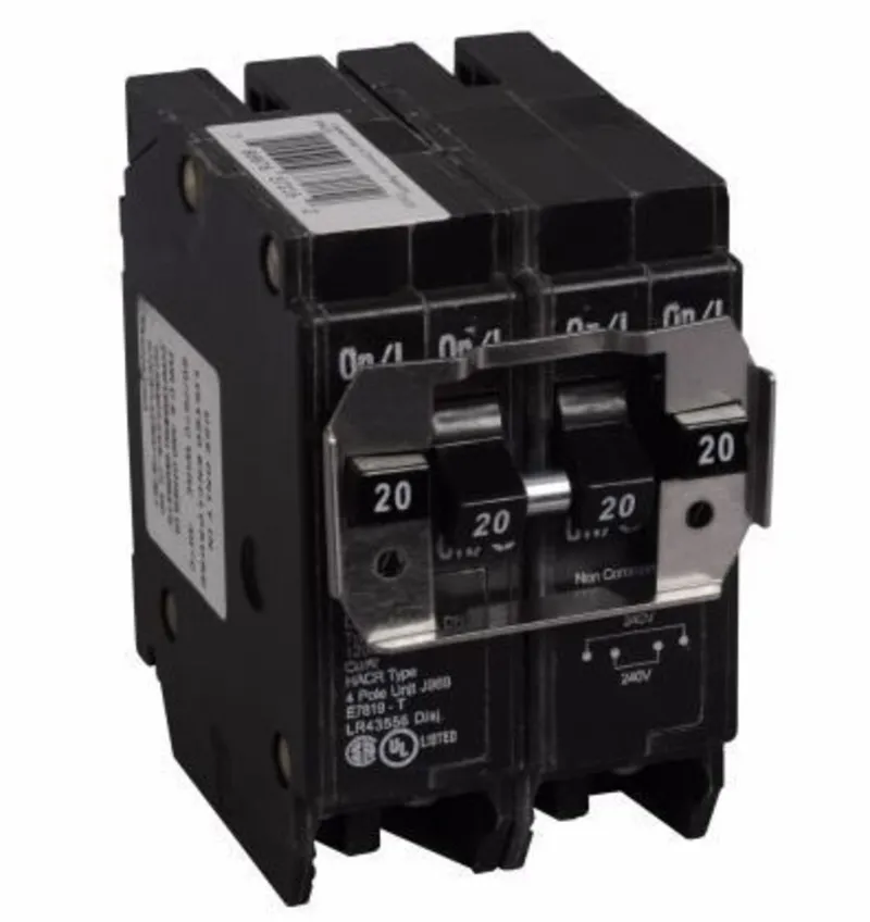 Breaker, 2 x 2P, 20A, 120/240V, 10 kAIC, Non-CTL Quad