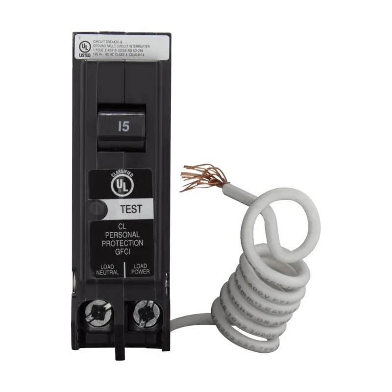 Breaker, 15A, 1P, 120/240V, 10 kAIC, Classified Ground Fault