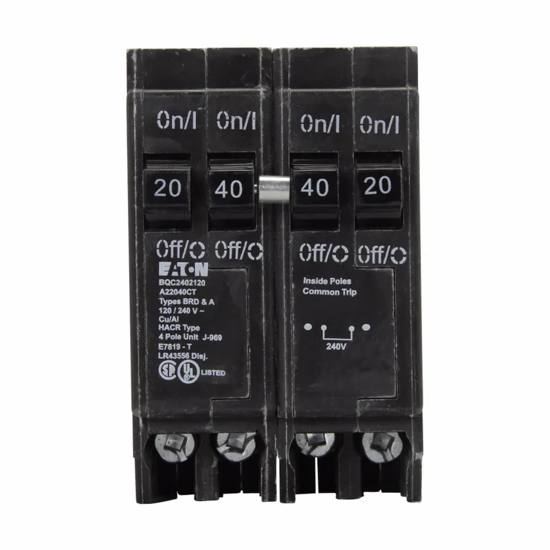 Breaker, 40/20A, 2P, 120/240V, 10 kAIC, CTL Quad, BR Series