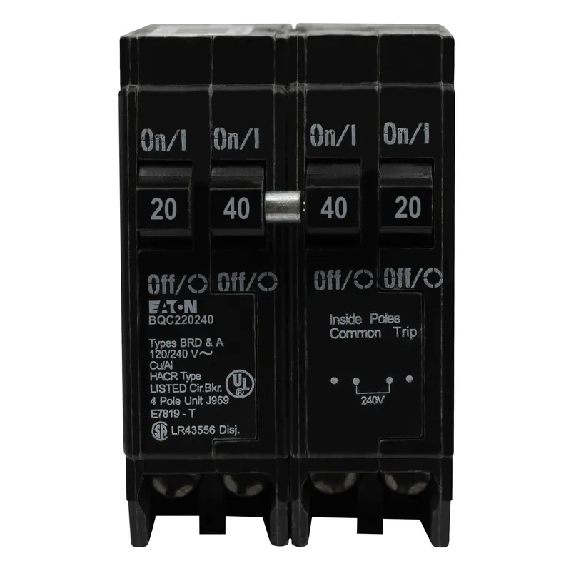 Breaker, 20/40A, 2P, 120/240V, 10 kAIC, CTL Quad, BR Series