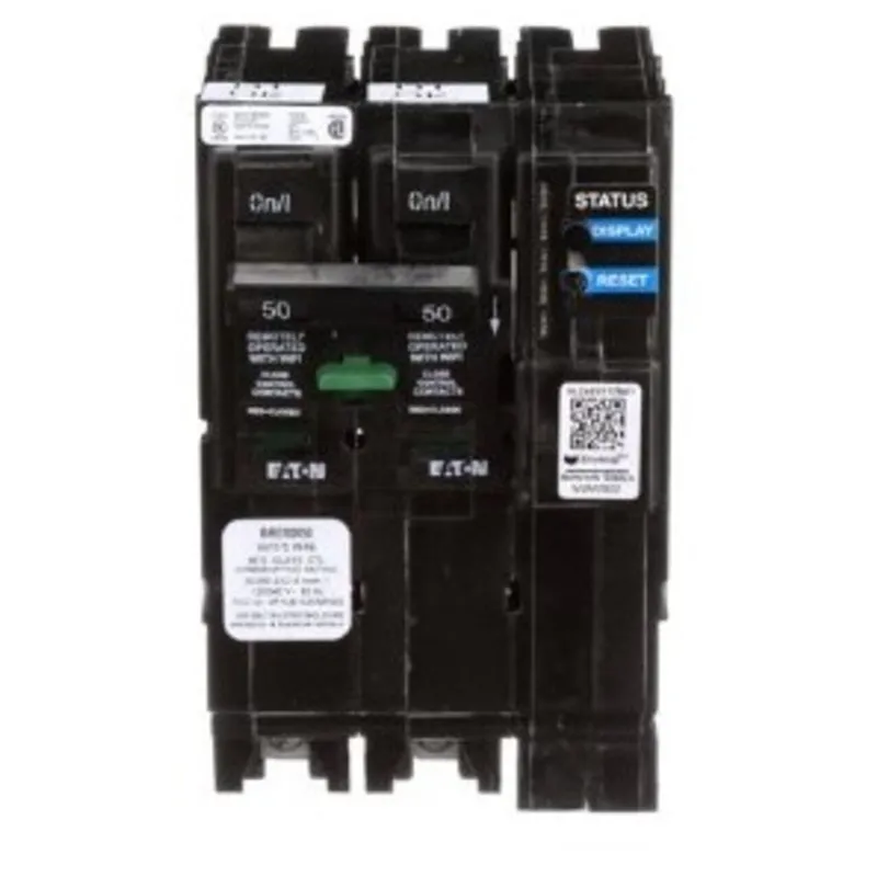 BR Smart Breaker, 2P, 3 Spaces, 50A, 120/240VAC, Plug-on, Wi-Fi Enabled