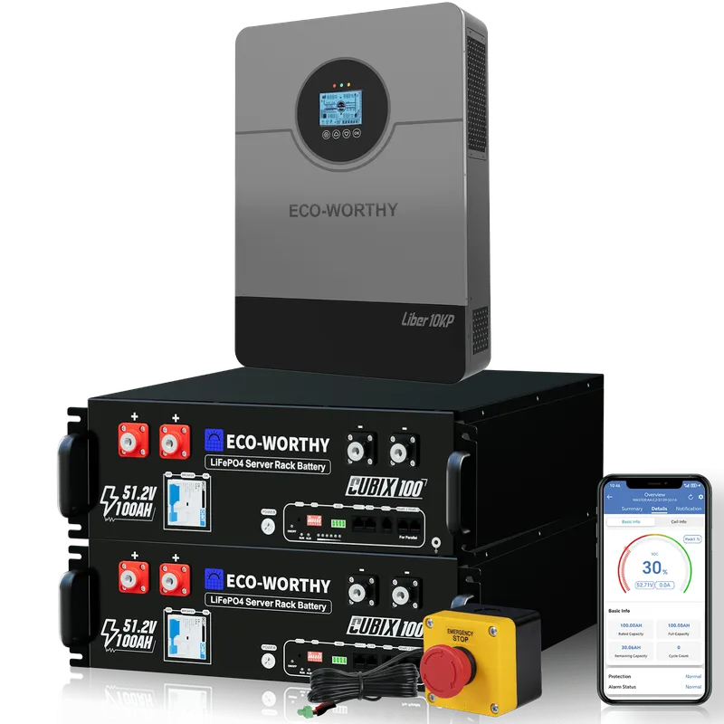 ECO-WORTHY Home Backup Power Bundle with 48V 100ah Battery and 10kW Inverter – 10240W+10KW Output