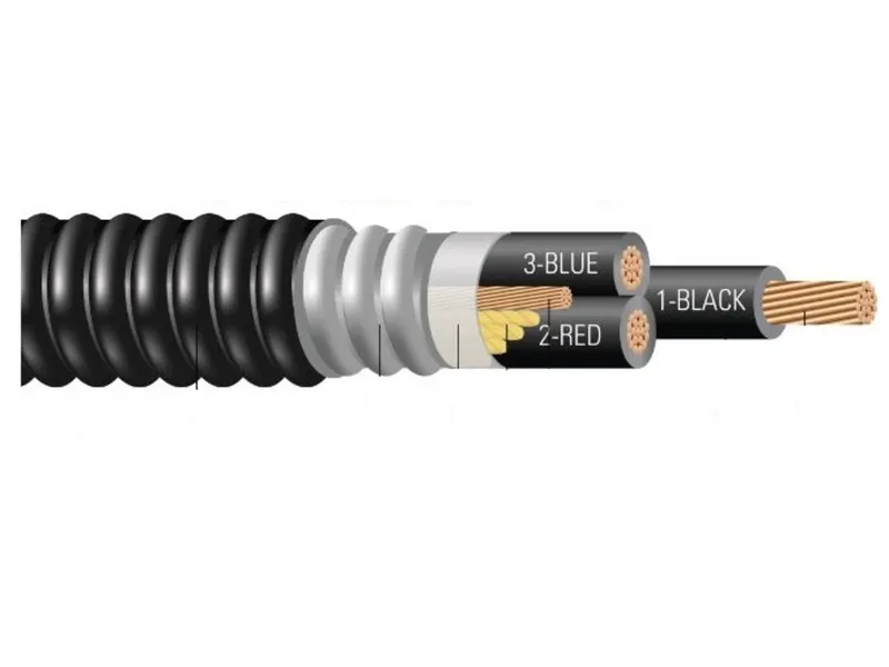 MC Cable, Aluminum Flex, 500/3 Copper w/Ground, 1000' Reel