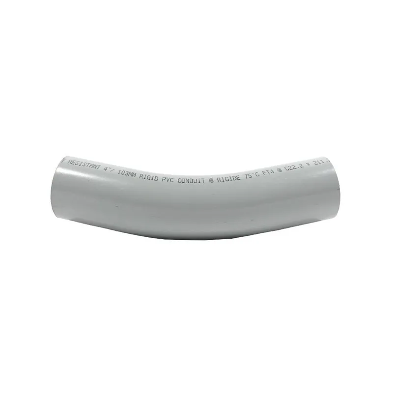 6" PVC 22-1/2° Elbow, 60" Radius, Schedule 40, Gray