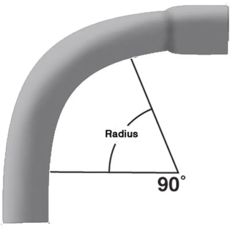 5" PVC 90° Elbow, 36" Radius, Schedule 40, Gray, Bell End