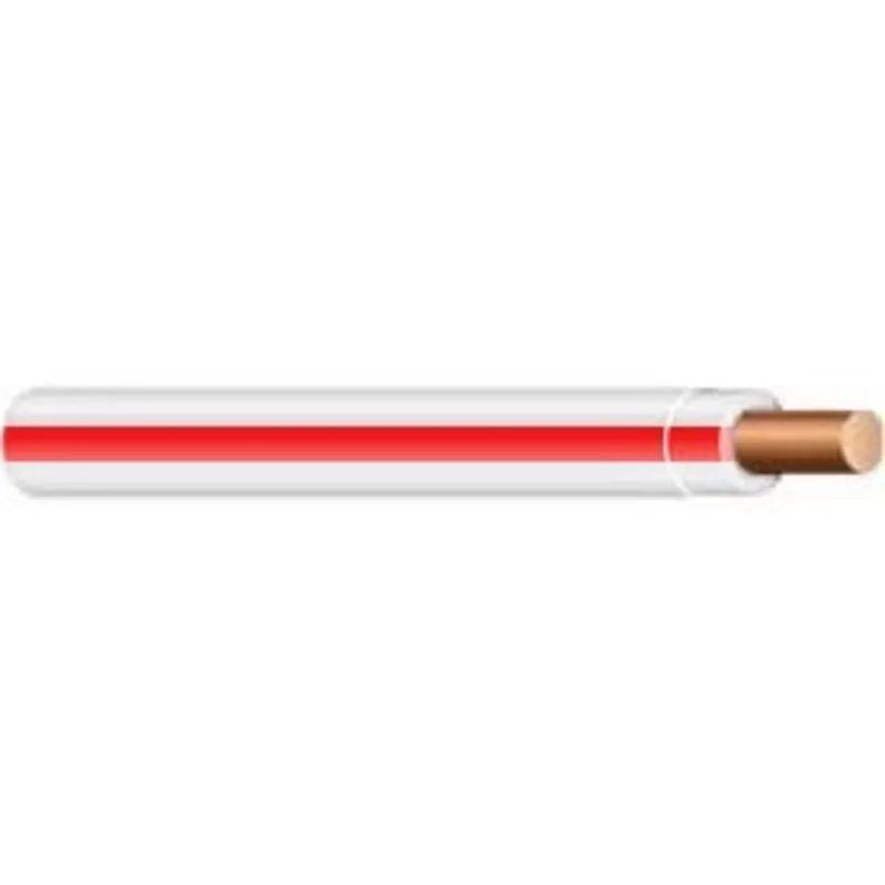 10 AWG THHN/THWN-2 Solid Copper White w/Red Strip