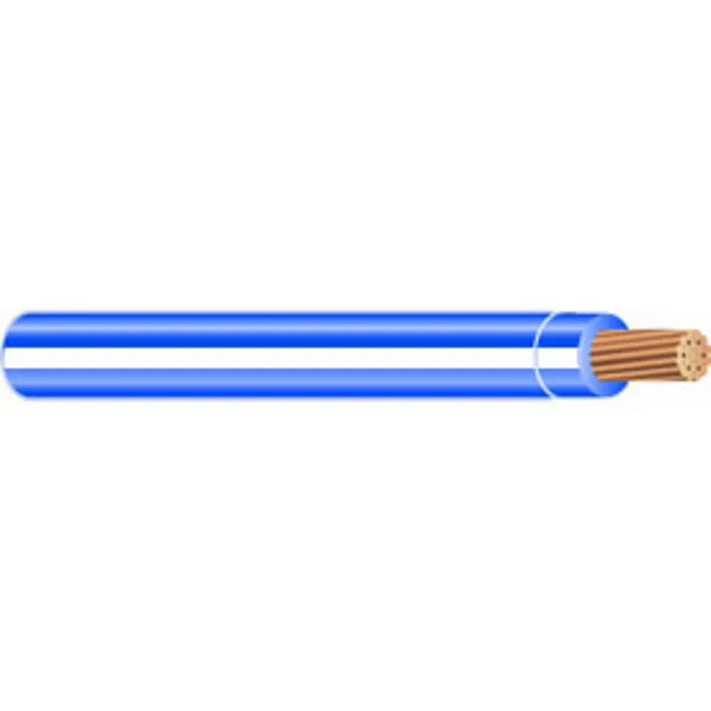 14 AWG THHN/THWN-2 Stranded Copper, Blue w/White Stripe, 500'