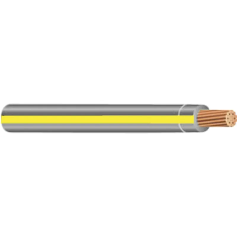 10 AWG THHN/THWN-2 Stranded Copper, Gray w/ Yellow Stripe, 2500 '