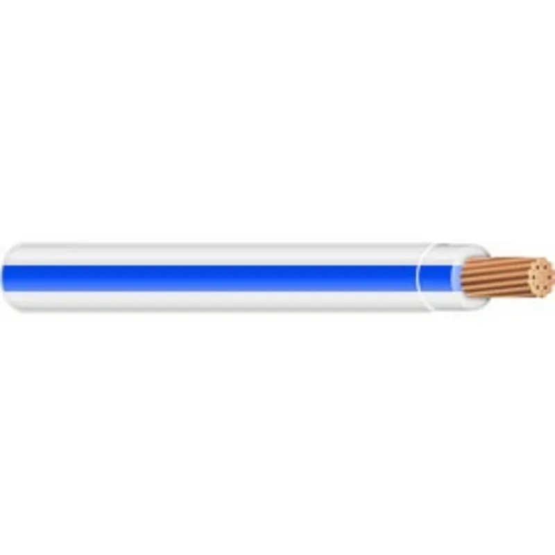 12 AWG THHN/THWN-2 Stranded Copper, White w/Blue, 1250'