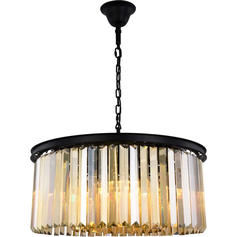 Sydney 8 Light 31.5 inch Matte Black Chandelier Ceiling Light in Golden Teak, Urban Classic