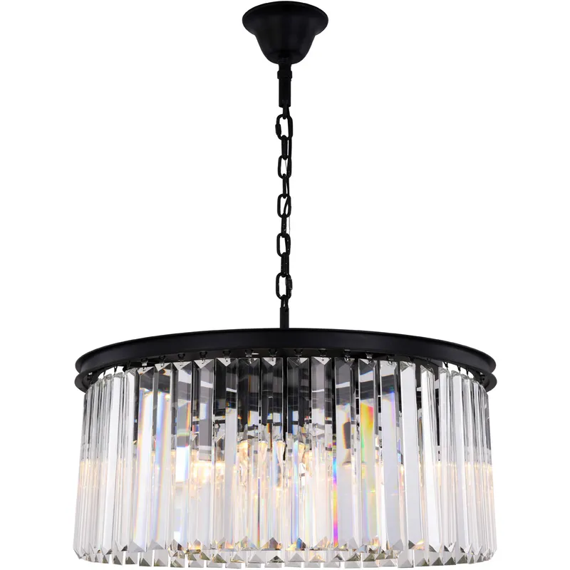 Sydney 8 Light 31.5 inch Matte Black Chandelier Ceiling Light in Clear, Urban Classic