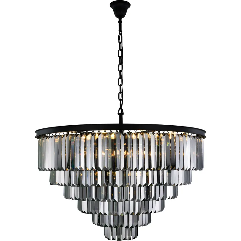 Sydney 33 Light 44 inch Matte Black Chandelier Ceiling Light in Silver Shade, Urban Classic