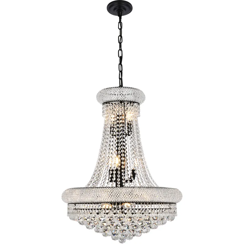 Primo 14 Light 24 inch Black and Clear Chandelier Ceiling Light in Royal Cut