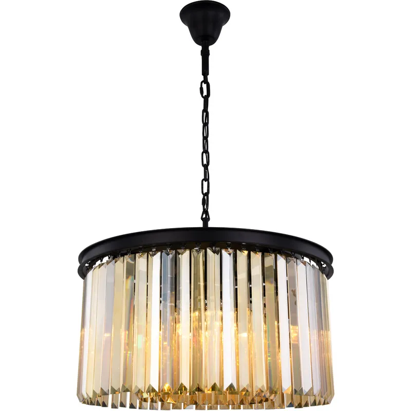 Sydney 8 Light 26 inch Matte Black Chandelier Ceiling Light in Golden Teak, Urban Classic