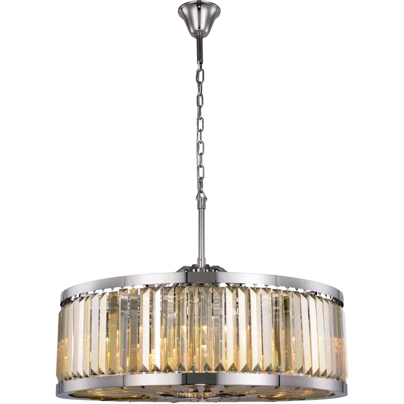 Chelsea 10 Light 35.5 inch Polished Nickel Chandelier Ceiling Light in Golden Teak, Urban Classic