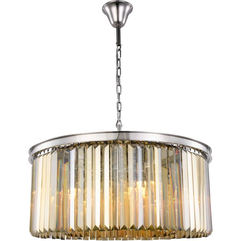 Sydney 8 Light 31.5 inch Polished Nickel Chandelier Ceiling Light in Golden Teak, Urban Classic