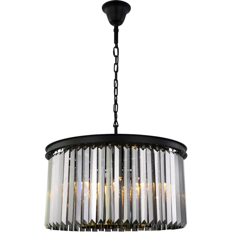 Sydney 8 Light 26 inch Matte Black Chandelier Ceiling Light in Silver Shade, Urban Classic