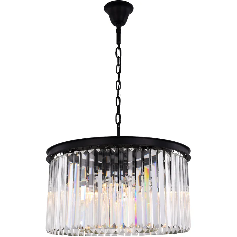 Sydney 8 Light 26 inch Matte Black Chandelier Ceiling Light in Clear, Urban Classic