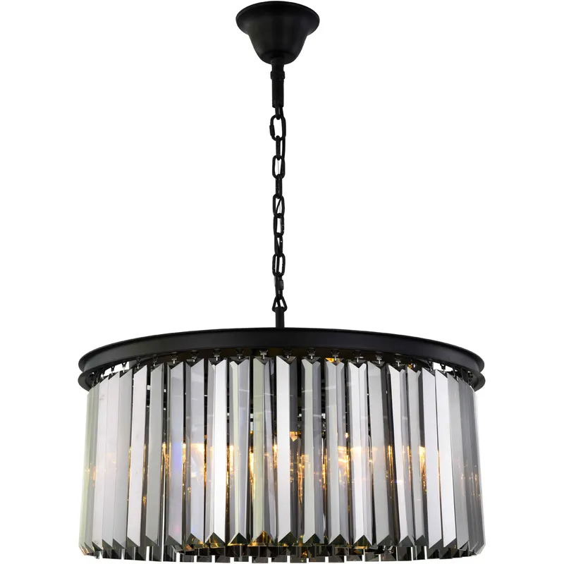 Sydney 8 Light 31.5 inch Matte Black Chandelier Ceiling Light in Silver Shade, Urban Classic