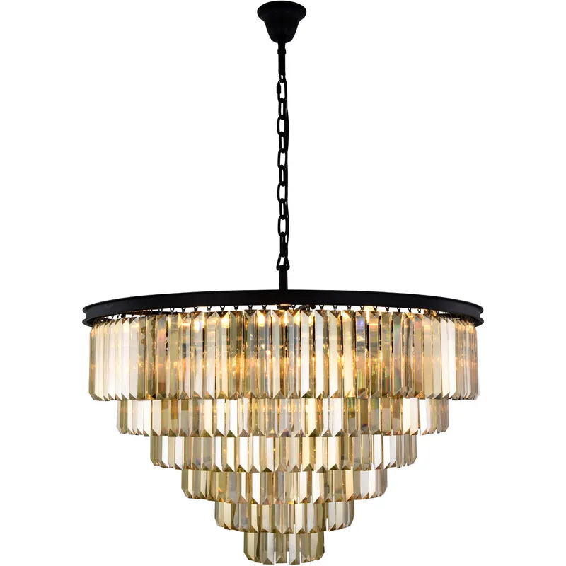 Sydney 33 Light 44 inch Matte Black Chandelier Ceiling Light in Golden Teak, Urban Classic