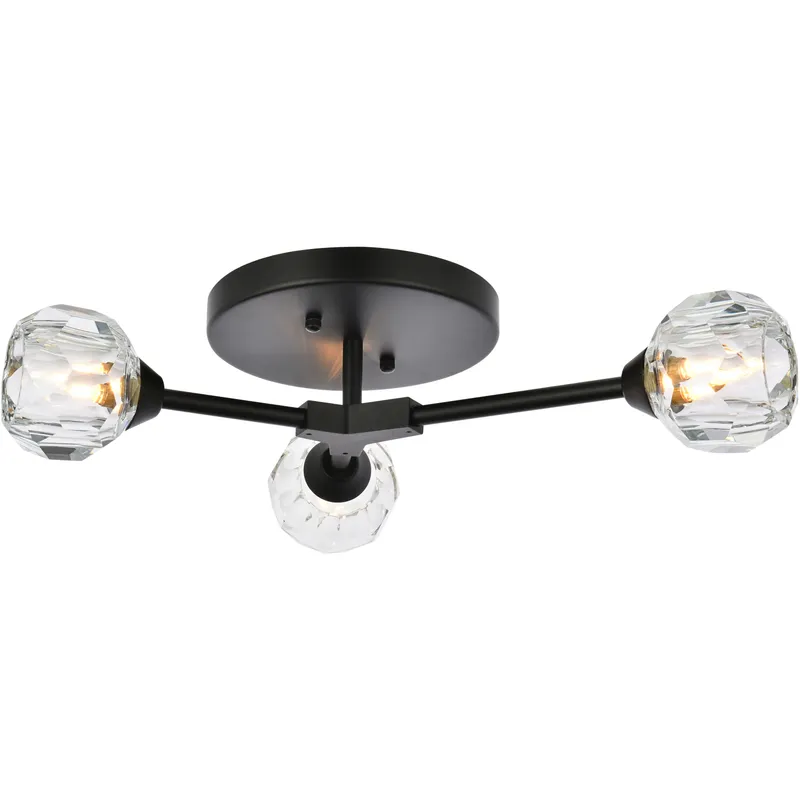 Zayne 3 Light 15 inch Black Flush Mount Ceiling Light