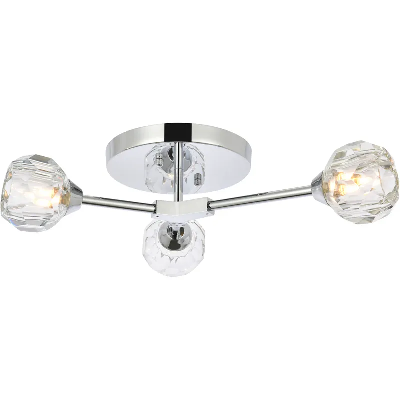 Zayne 3 Light 15 inch Chrome Flush Mount Ceiling Light