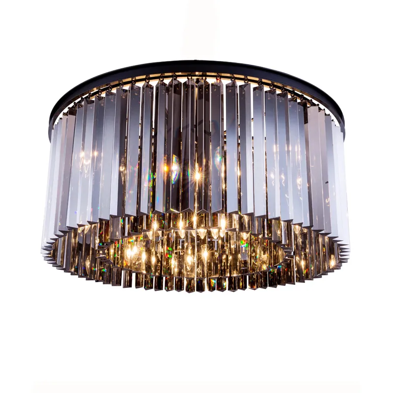 Sydney 8 Light 31.5 inch Matte Black Flush Mount Ceiling Light in Silver Shade, Urban Classic