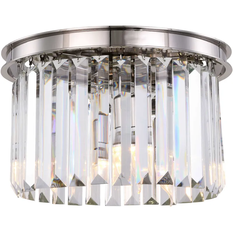 Sydney 3 Light 16 inch Polished nickel Flush Mount Ceiling Light in Clear, Urban Classic