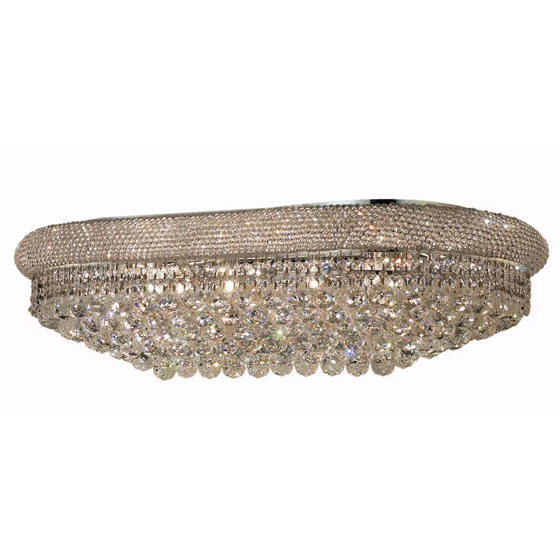Primo 18 Light 50 inch Silver and Clear Mirror Flush Mount Ceiling Light in Royal Cut