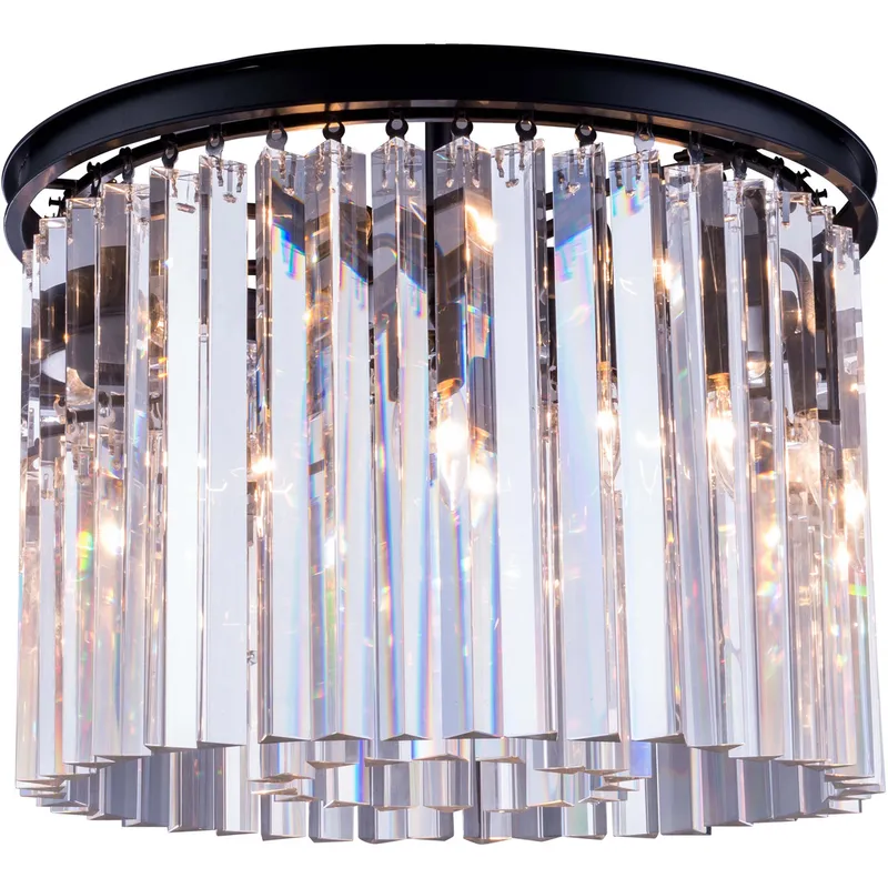 Sydney 6 Light 20 inch Matte Black Flush Mount Ceiling Light in Clear, Urban Classic