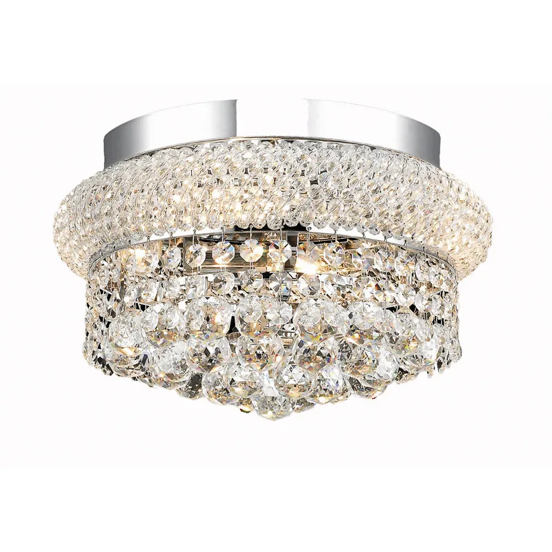 Primo 4 Light 12 inch Chrome Flush Mount Ceiling Light in Royal Cut