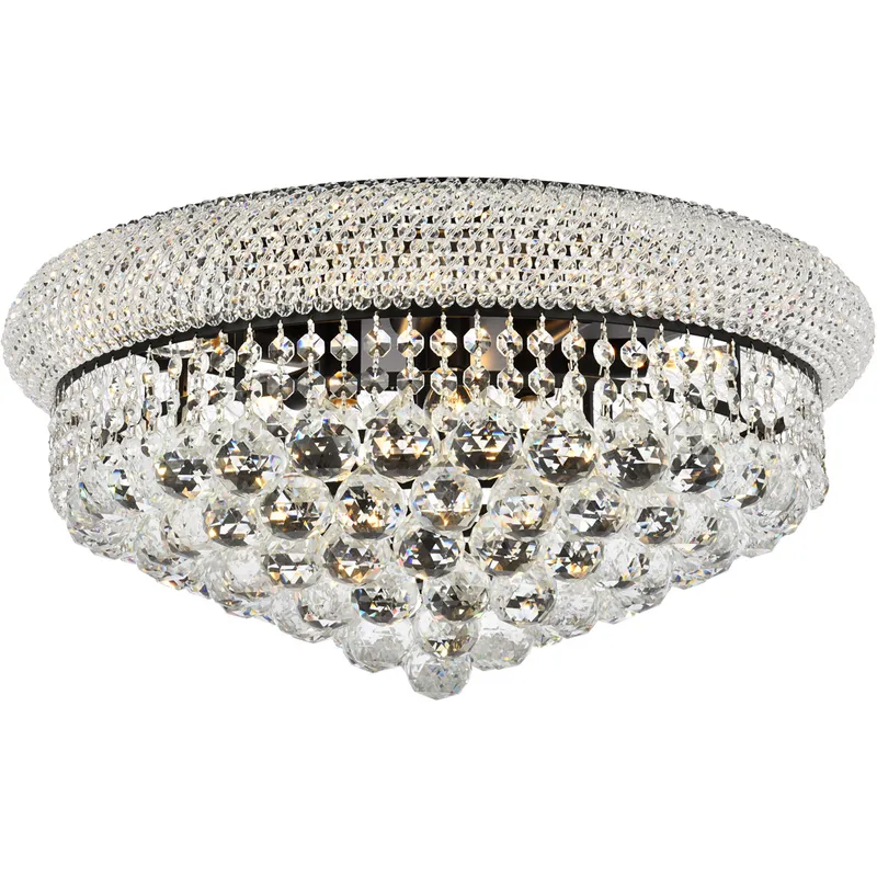 Primo 10 Light 20 inch Black and Clear Flush Mount Ceiling Light in Royal Cut