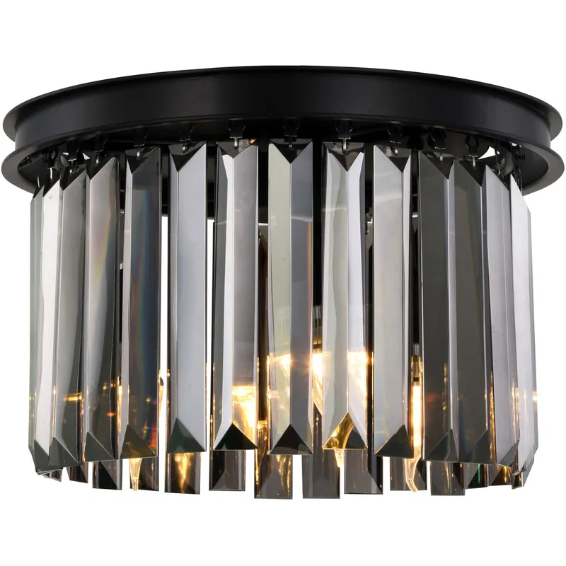 Sydney 3 Light 16 inch Matte Black Flush Mount Ceiling Light in Silver Shade, Urban Classic