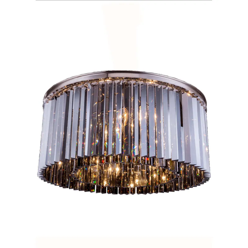 Sydney 8 Light 31.5 inch Polished Nickel Flush Mount Ceiling Light in Silver Shade, Urban Classic