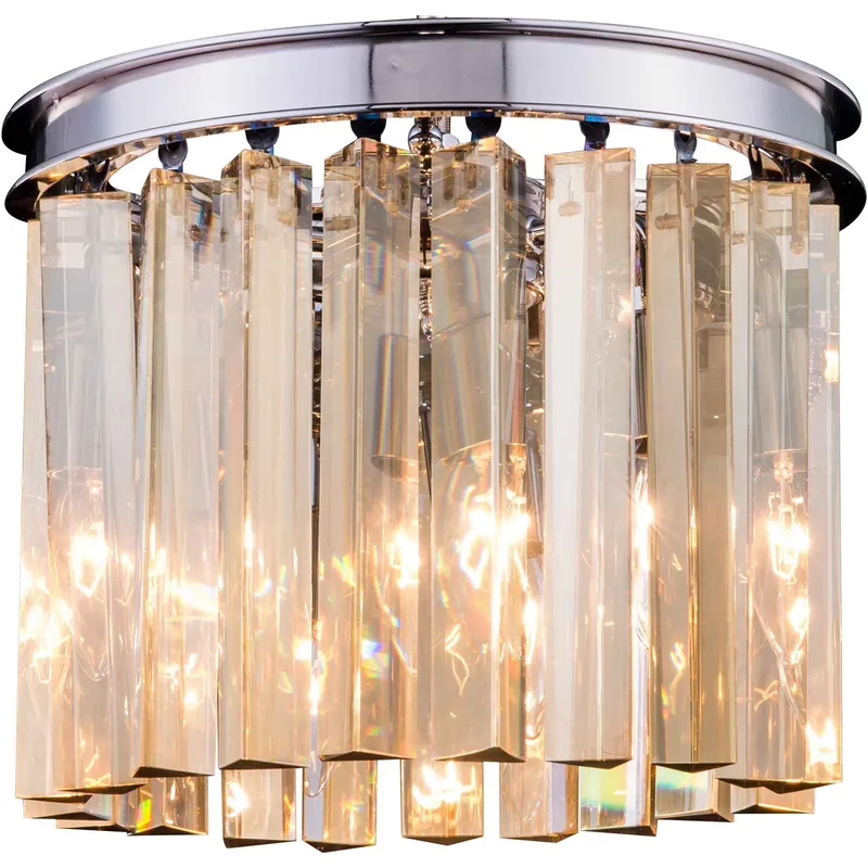 Sydney 3 Light 12 inch Polished Nickel Flush Mount Ceiling Light in Golden Teak, Urban Classic
