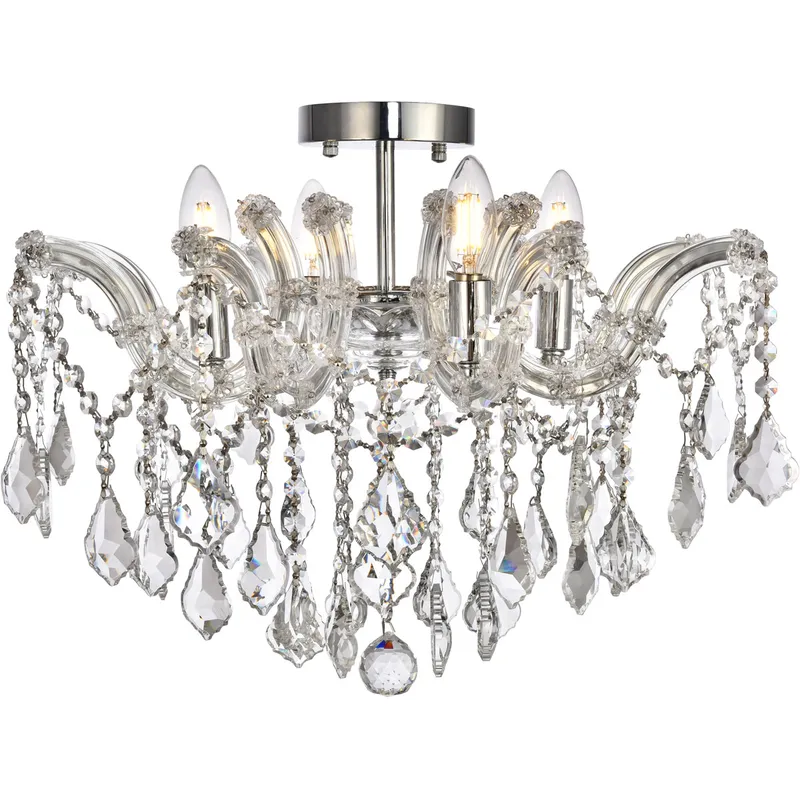 Maria Theresa 4 Light 18 inch Chrome Flush Mount Ceiling Light in Royal Cut