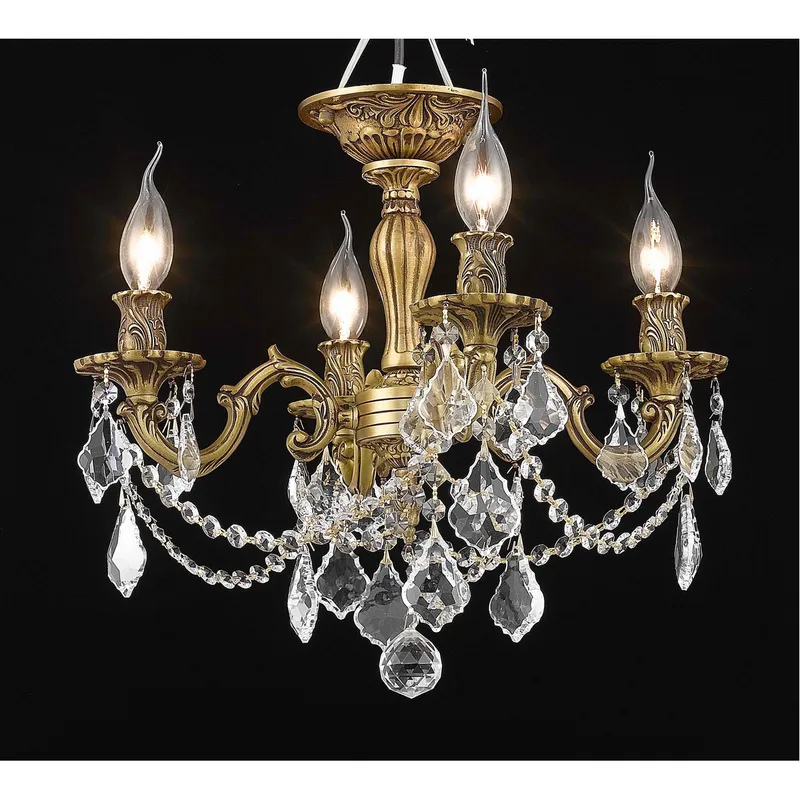 Rosalia 4 Light 17 inch French Gold Flush Mount Ceiling Light in Clear, Royal Cut