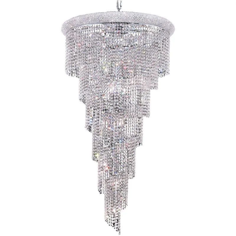 Spiral 22 Light 30 inch Chrome Foyer Ceiling Light in Royal Cut