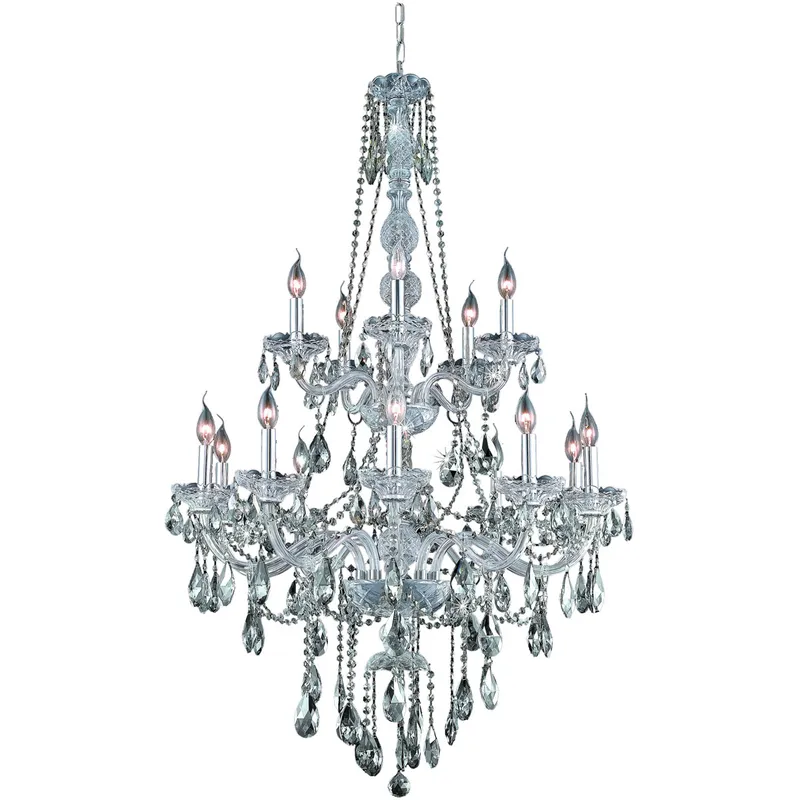 Verona 15 Light 33 inch Chrome Foyer Ceiling Light in Golden Teak, Royal Cut
