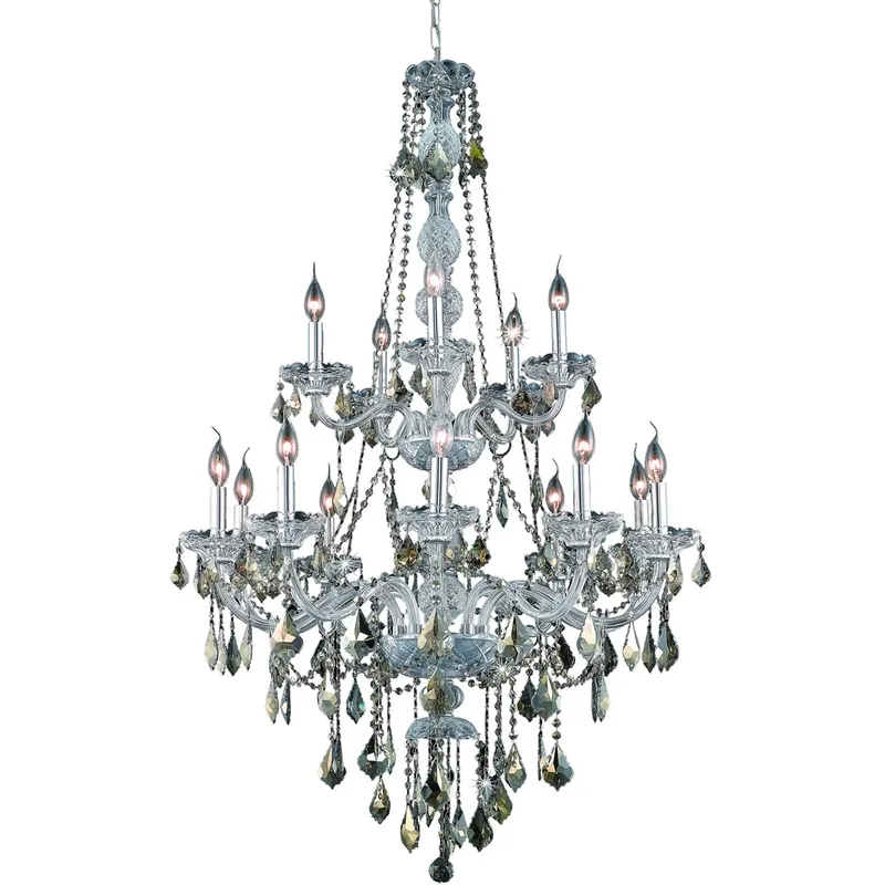 Verona 15 Light 33 inch Chrome Foyer Ceiling Light in Golden Teak, Royal Cut
