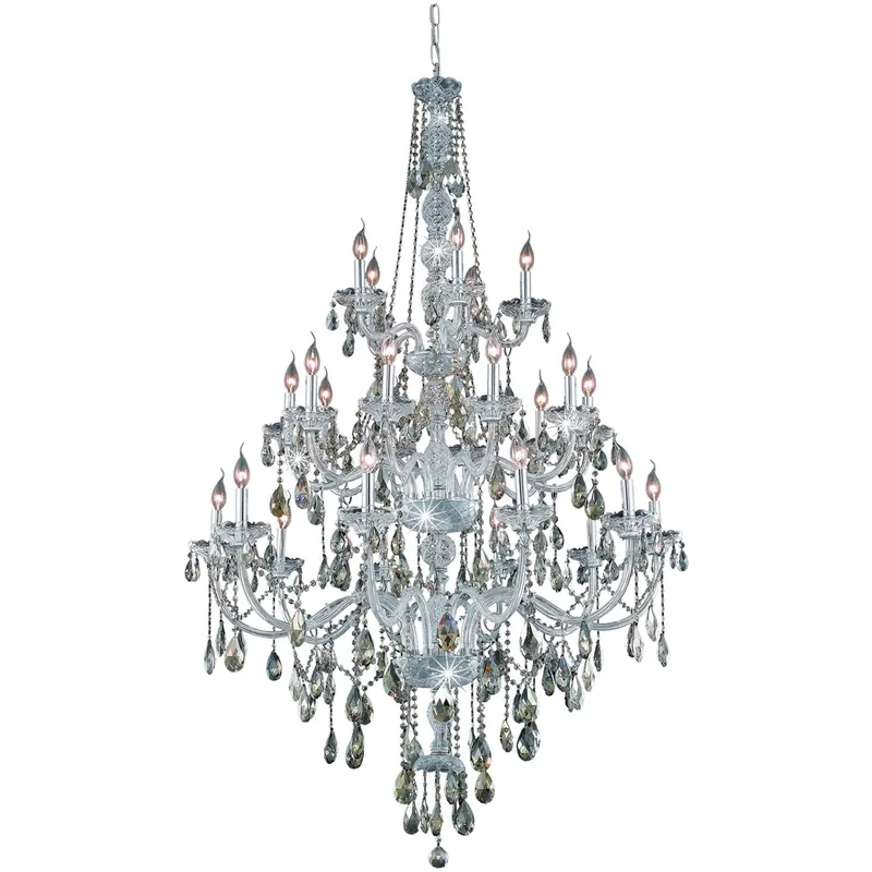 Verona 25 Light 43 inch Chrome Foyer Ceiling Light in Golden Teak, Royal Cut