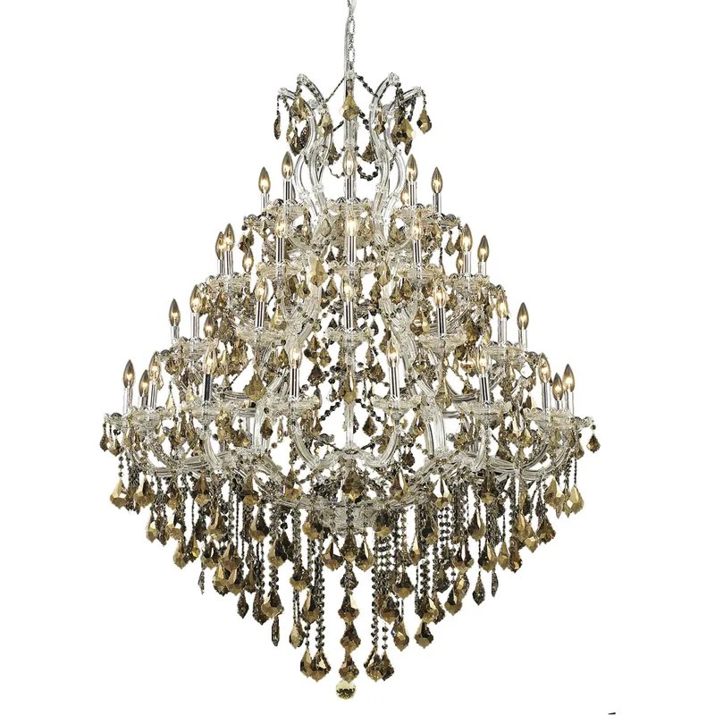 Maria Theresa 49 Light 46 inch Chrome Foyer Ceiling Light in Golden Teak, Royal Cut