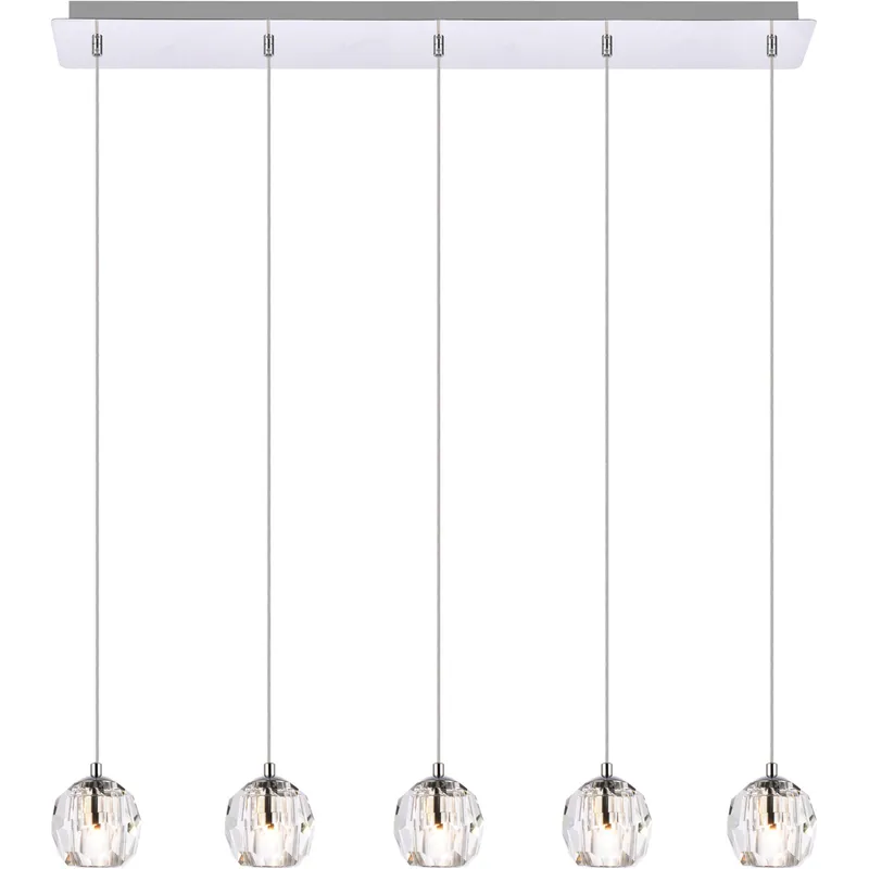 Eren 5 Light 32 inch Chrome Linear Pendant Ceiling Light