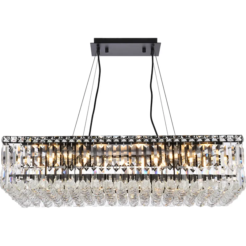Maxime 16 Light 32 inch Black and Clear Linear Chandelier Ceiling Light in Royal Cut
